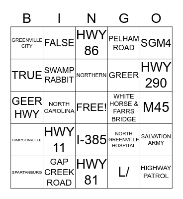 STREET SCHOOL BINGO Card