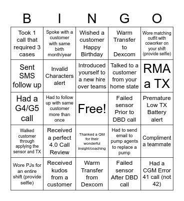 CGM Only Bingo Card