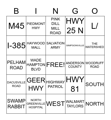 STREET SCHOOL BINGO Card