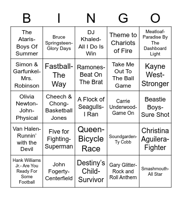 Total-Quiz.com Presents Radio Bingo: Sports & Working Out Bingo Card