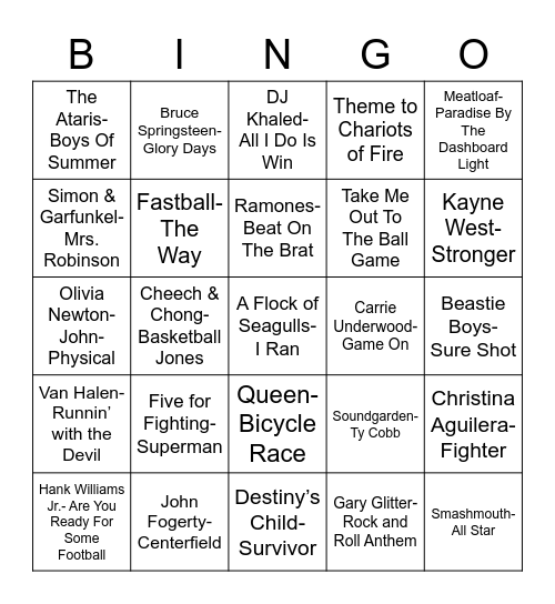 Total-Quiz.com Presents Radio Bingo: Sports & Working Out Bingo Card