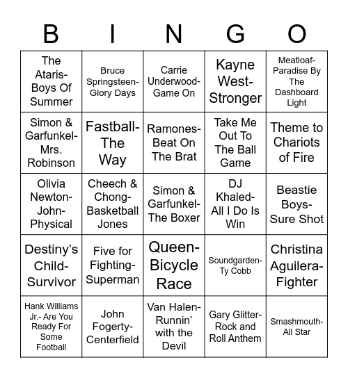 Total-Quiz.com Presents Radio Bingo: Sports & Working Out Bingo Card