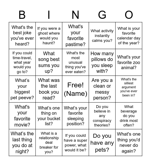 Get-To-Know Bingo Card