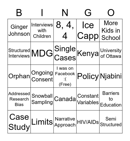 Set up to Fail  Bingo Card