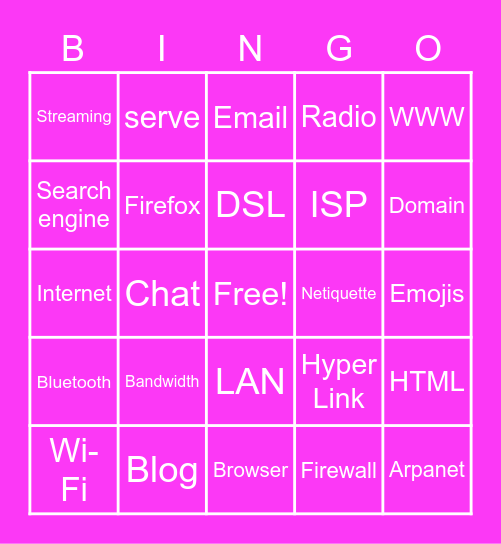 Vocabulary Bingo Card