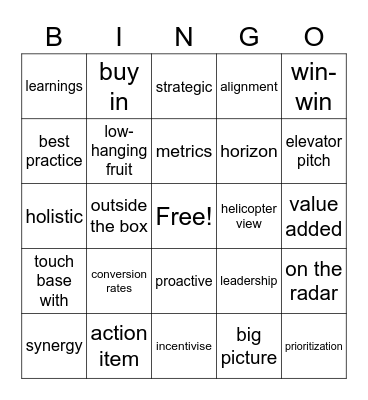 Business Bingo Card