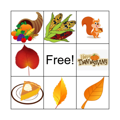 Thanksgiving Fall LOTTO Bingo Card