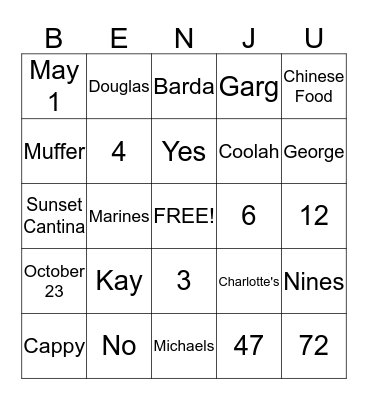 Anniversary Bingo! Bingo Card