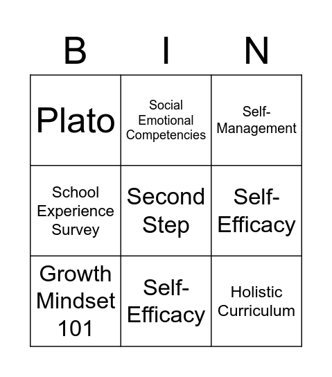 SEL Bingo Card