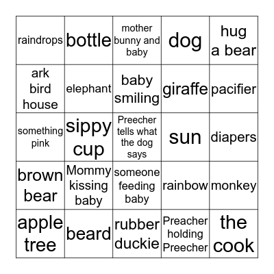 NOAH'S ARK BABY BINGO Card