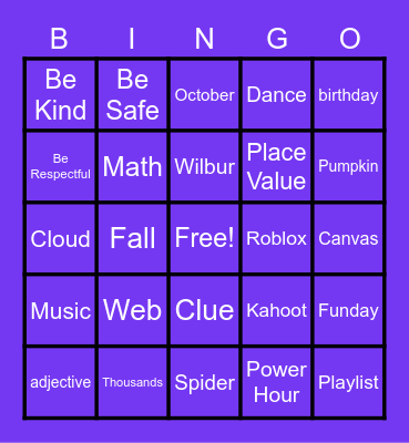 Week 5 BINGO Card