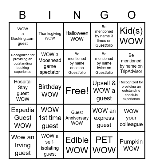 OCTOBER WOW Bingo Card