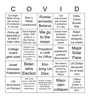 2021 Bingo Card