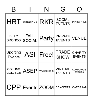 ASEP Fall Social Bingo Card