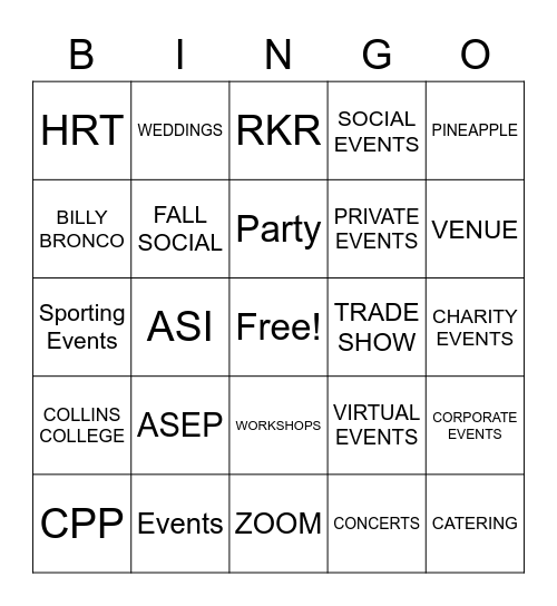 ASEP Fall Social Bingo Card