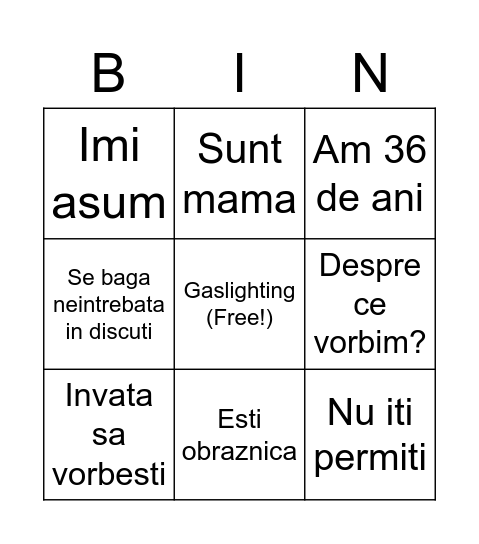 Tonciu Bingo Card