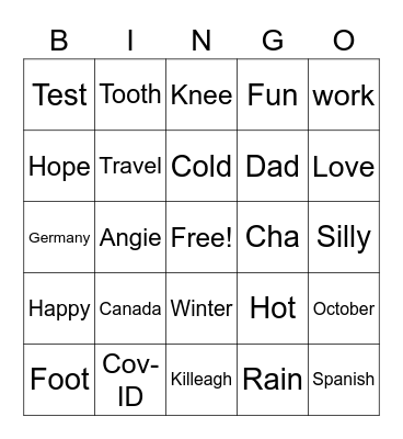 Howard Bingo Card