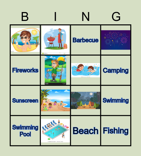 Summer day  Bingo Card