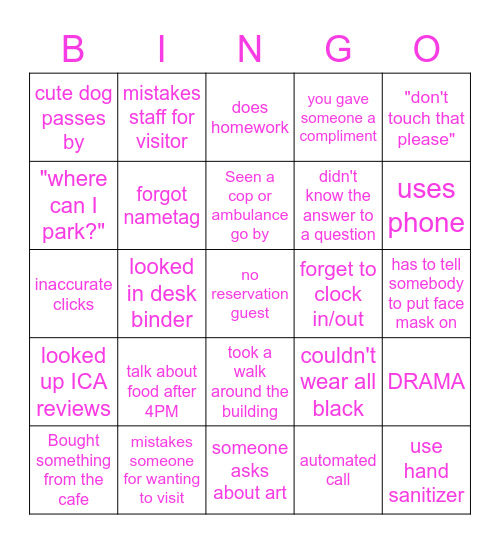 ICA Bingo Card
