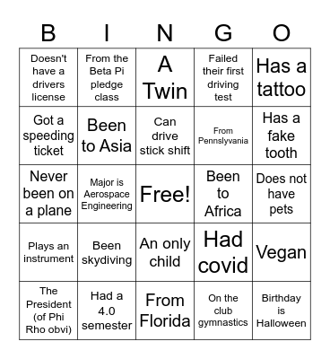 Someone who/who's... Bingo Card
