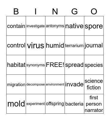 4th grade bingo - Unit 5 Invaders Bingo Card