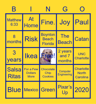 Eric and Hannah's Wedding Bingo Card