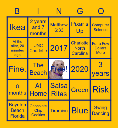 Eric and Hannah's Wedding Bingo Card