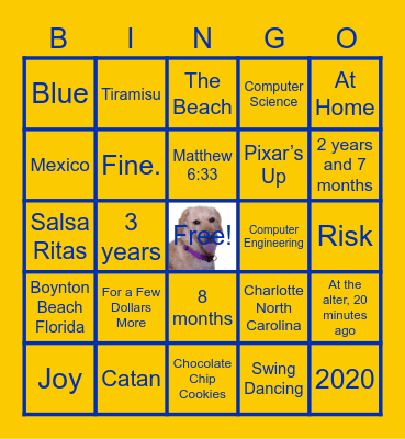 Eric and Hannah's Wedding Bingo Card