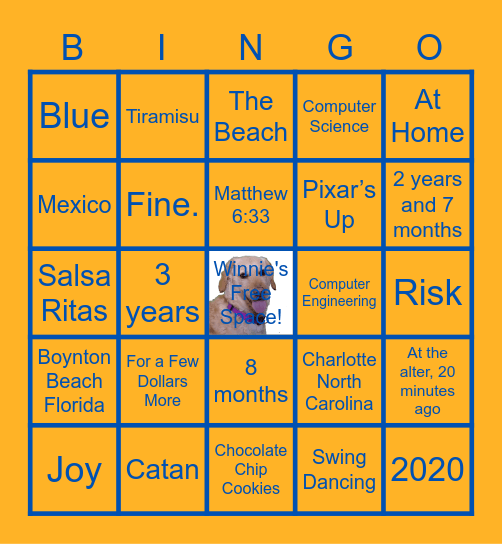 Eric and Hannah's Wedding Bingo Card