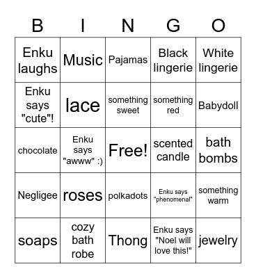 Enku's Bachelorette Bingo Card