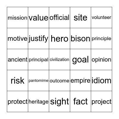 4th grade bingo - Unit 8 Saving a Piece of the Wold Bingo Card