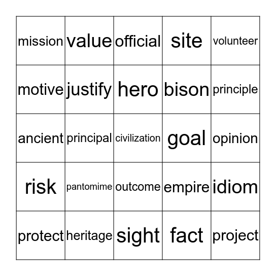 4th grade bingo - Unit 8 Saving a Piece of the Wold Bingo Card