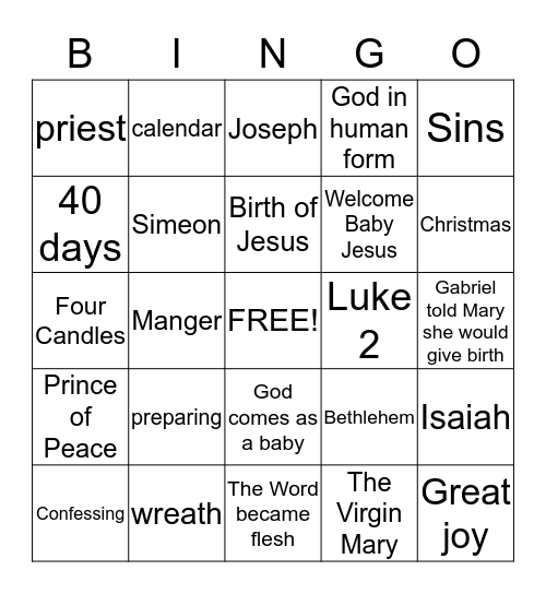 Advent Bingo Card