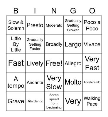 Tempo Bingo Card