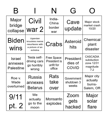 AAAAAAH Bingo Card