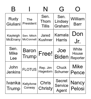 White House Bingo Card