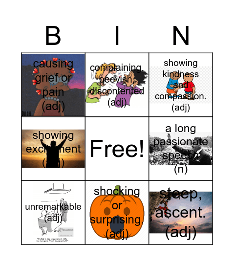 Vocabulary #4 Bingo Card
