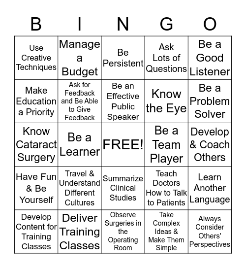 Life of a Trainer Bingo Card