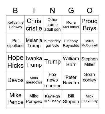 White House Bingo Card