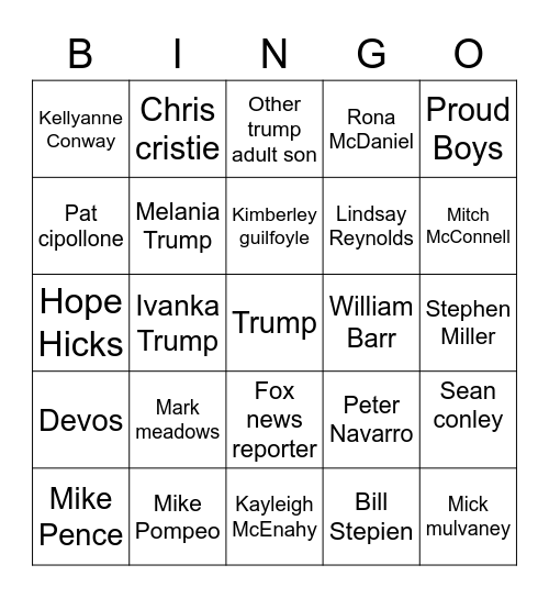 White House Bingo Card