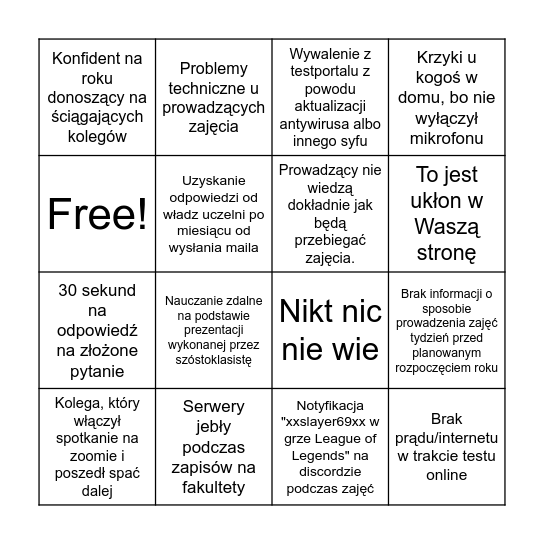 WRUM BINGO Card