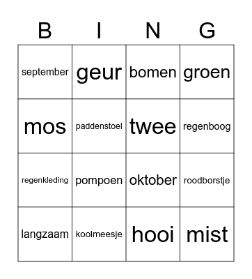 HERFST Bingo Card