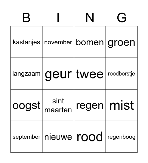 HERFST Bingo Card