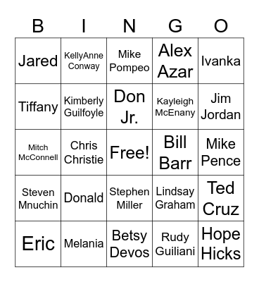 Trumpworld COVID BINGO Card