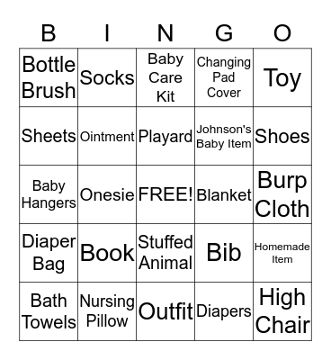 Baby Swaw Bingo Card