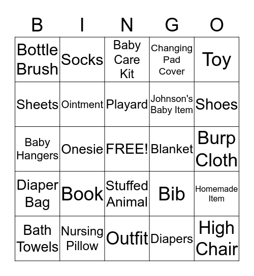 Baby Swaw Bingo Card