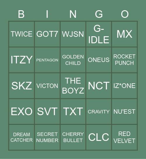 GIRL/BOY GROUP Bingo Card