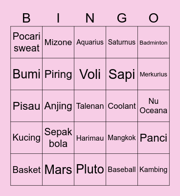 Bingonya Moya Bingo Card