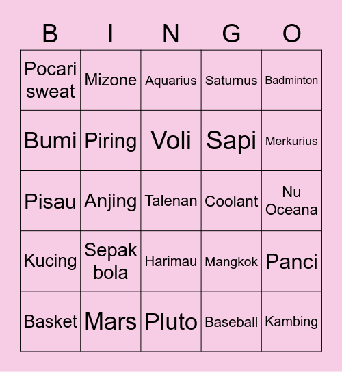 Bingonya Moya Bingo Card