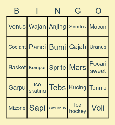 Bingo 𝐏𝐔𝐁𝐈. Bingo Card